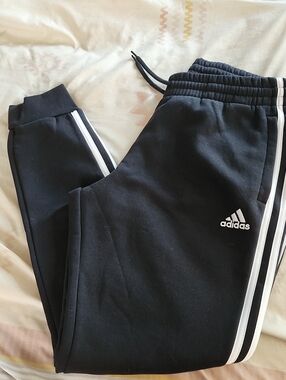 adidas Black Kids Sweatpants with White Side Stripes